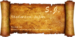 Stefanics Jolán névjegykártya