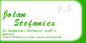 jolan stefanics business card